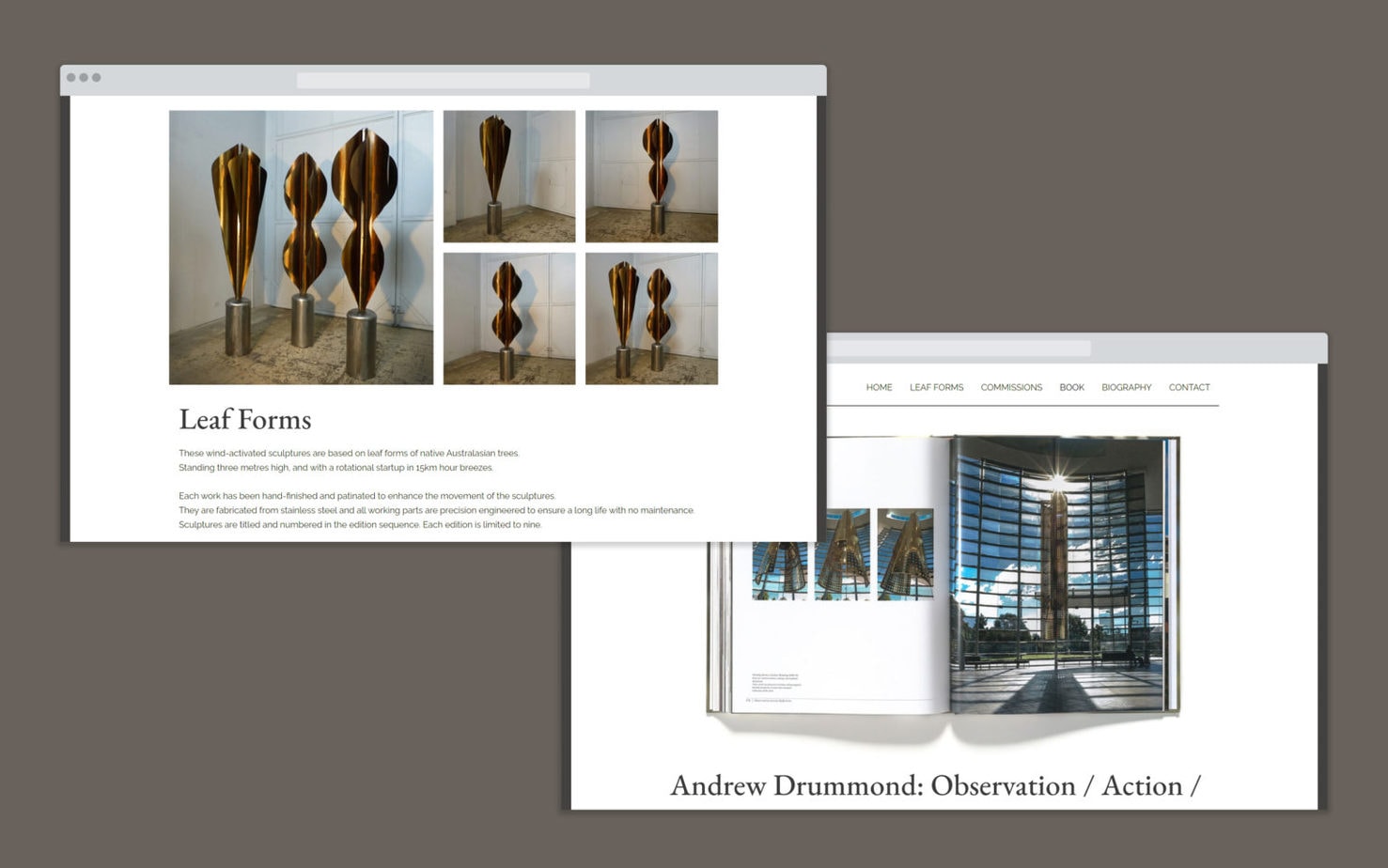 Artist portfolio website for Andrew Drummond Sculptor