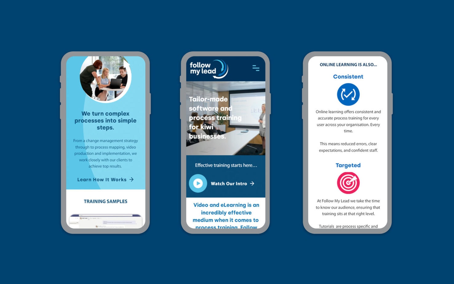 Follow My Lead Software Training Mobile Website