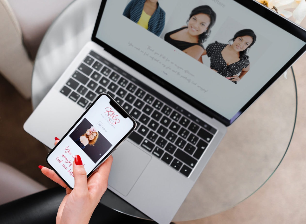 Person using the Kate Christie Photography website
